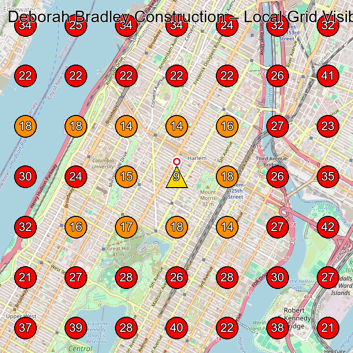 Deborah Bradley Construction GeoGrid visibility map for General Contractor in New York